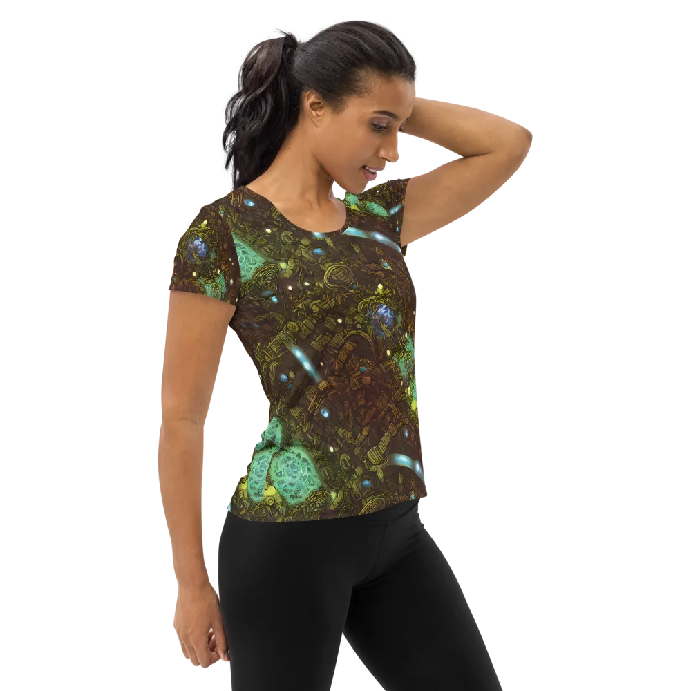 Bioluminescent Engine on Women's Athletic T-Shirt — Right