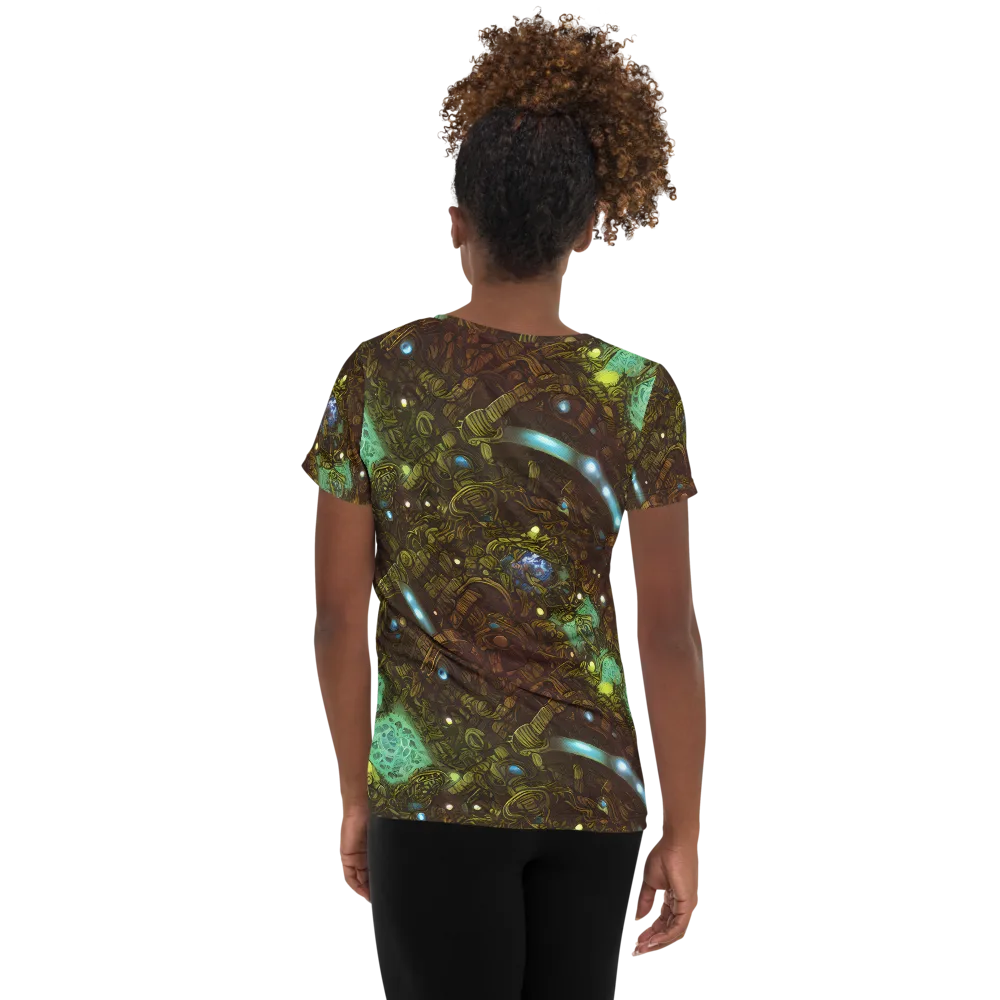 Bioluminescent Engine on Women's Athletic T-Shirt — Back