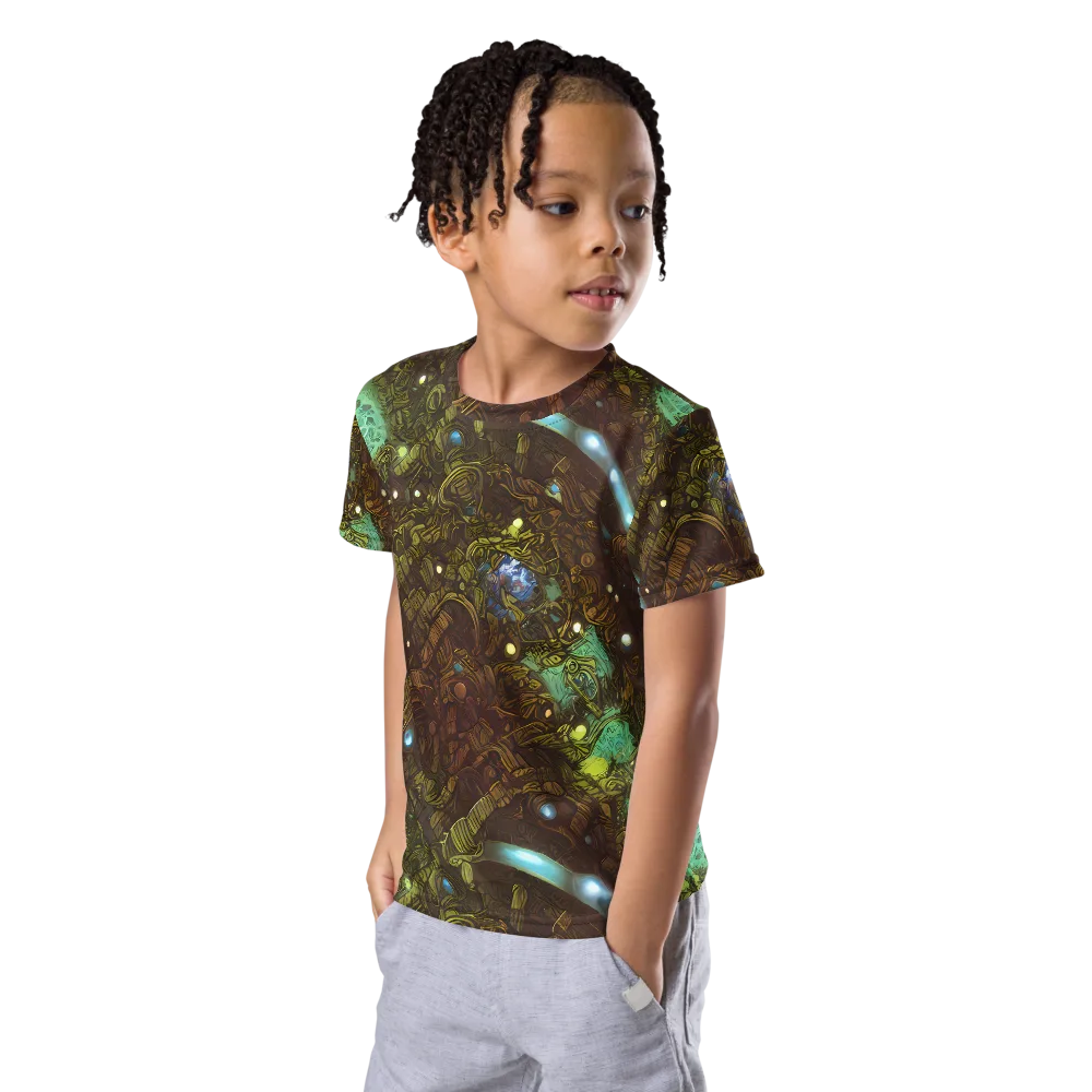 Bioluminescent Engine on Kids Crew Neck T-Shirt — Left Front
