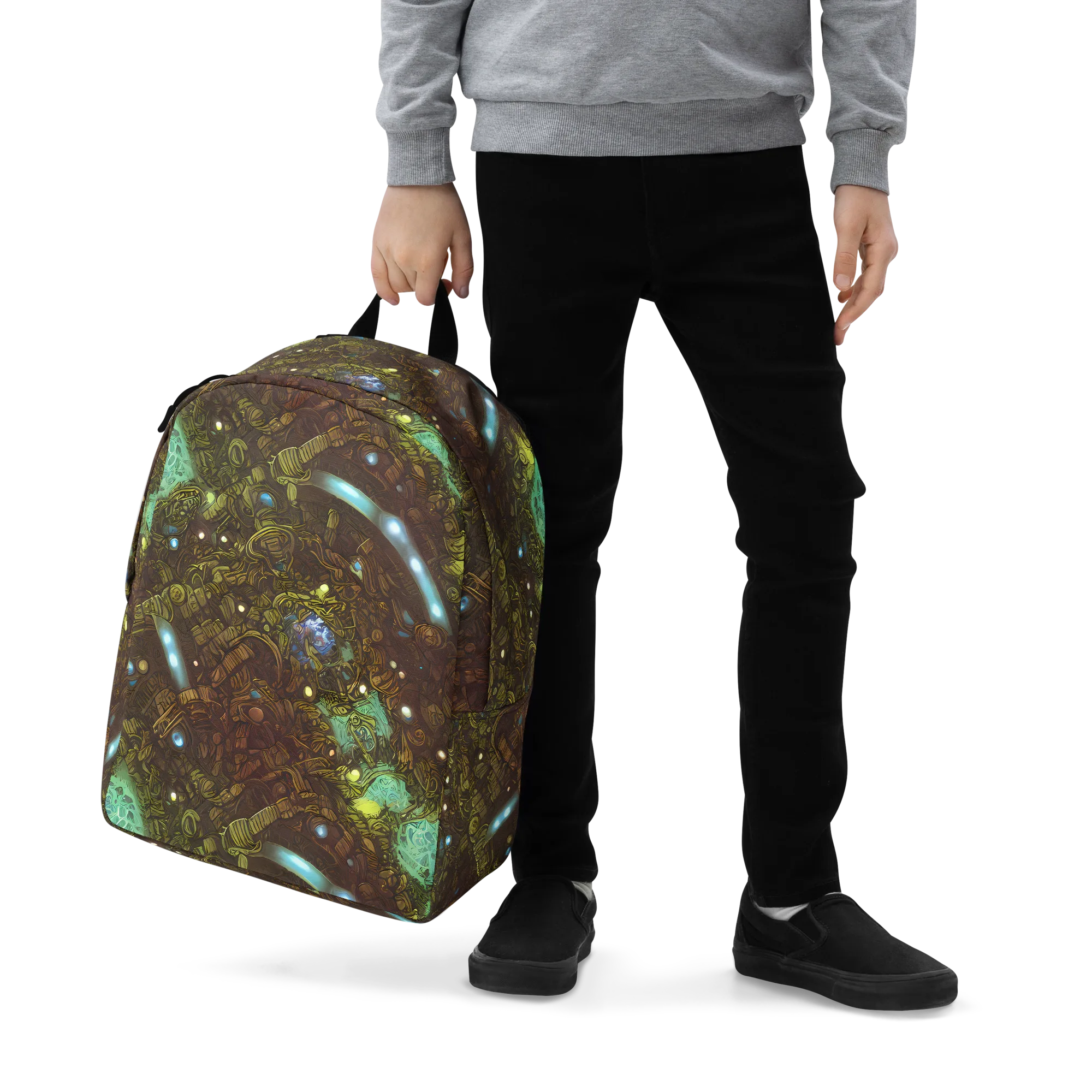 Bioluminescent Engine on Minimalist Backpack — Zoomed-in