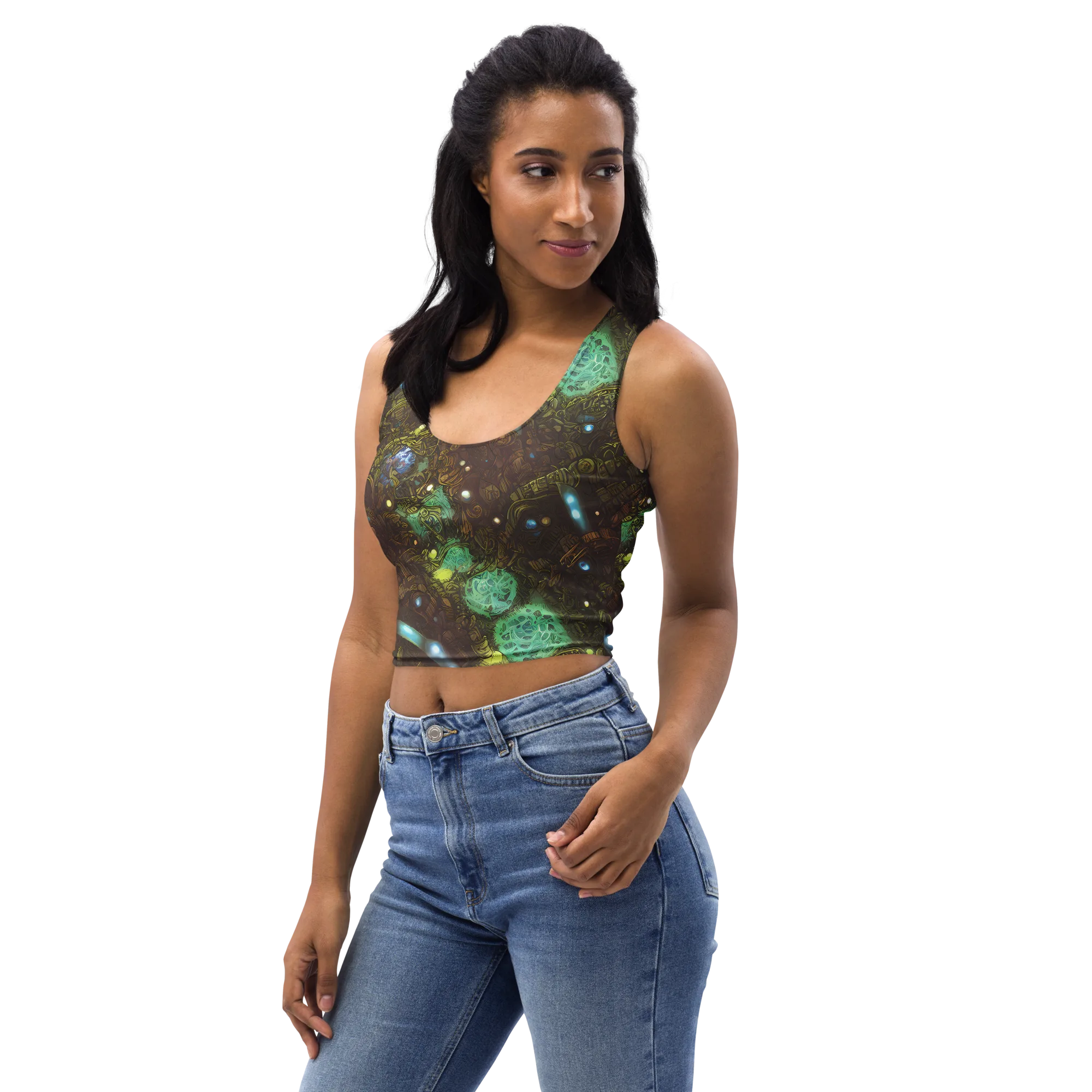 Bioluminescent Engine on Crop Top — Left Front