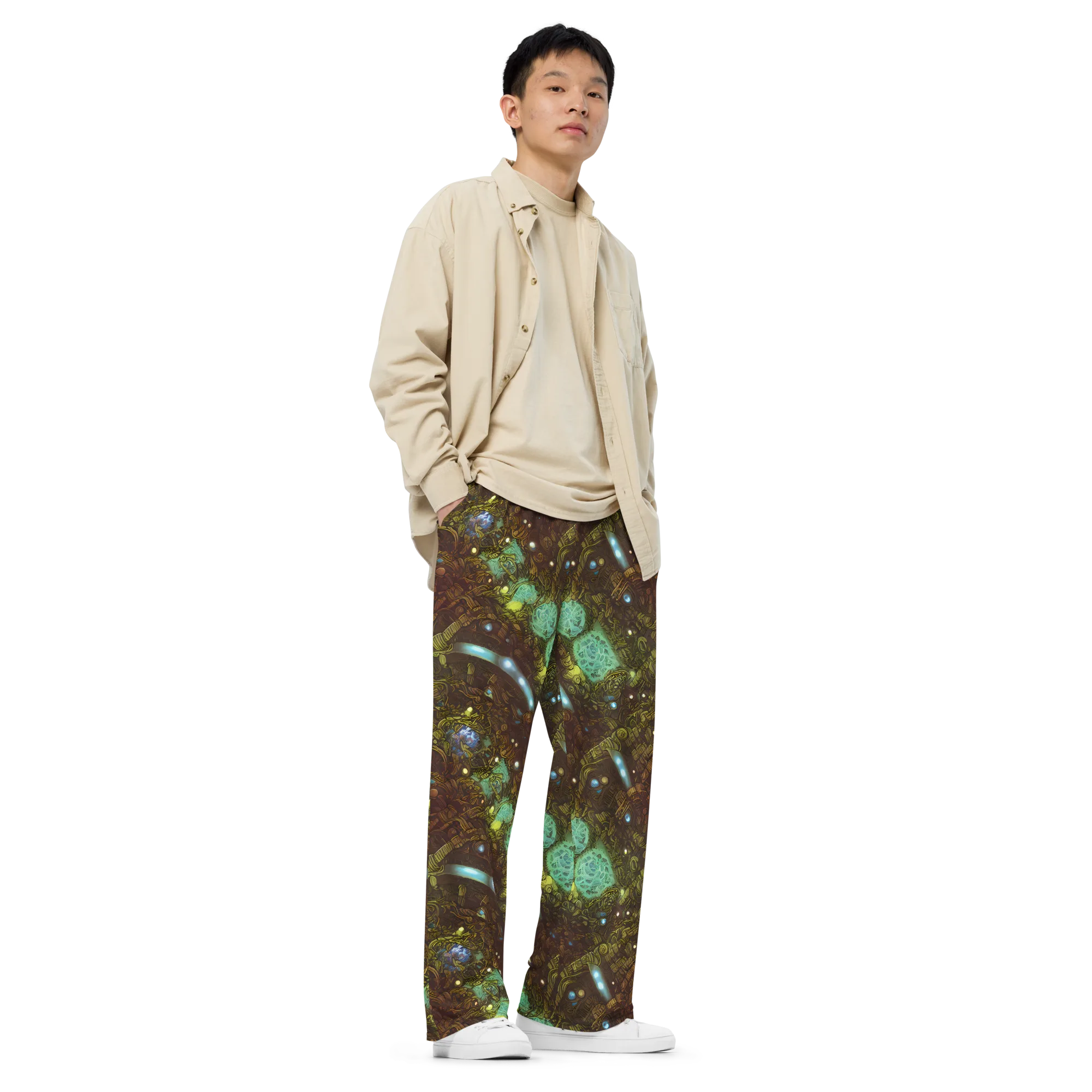 Bioluminescent Engine on Wide-Leg Pants — Right Front