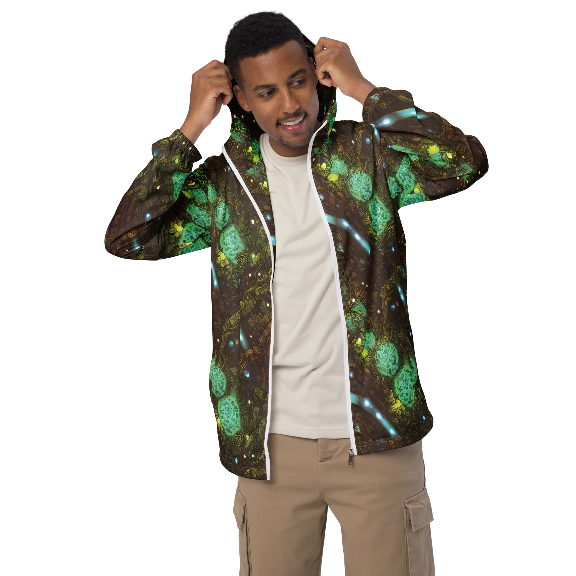 Bioluminescent Engine on Men's Windbreaker — Front