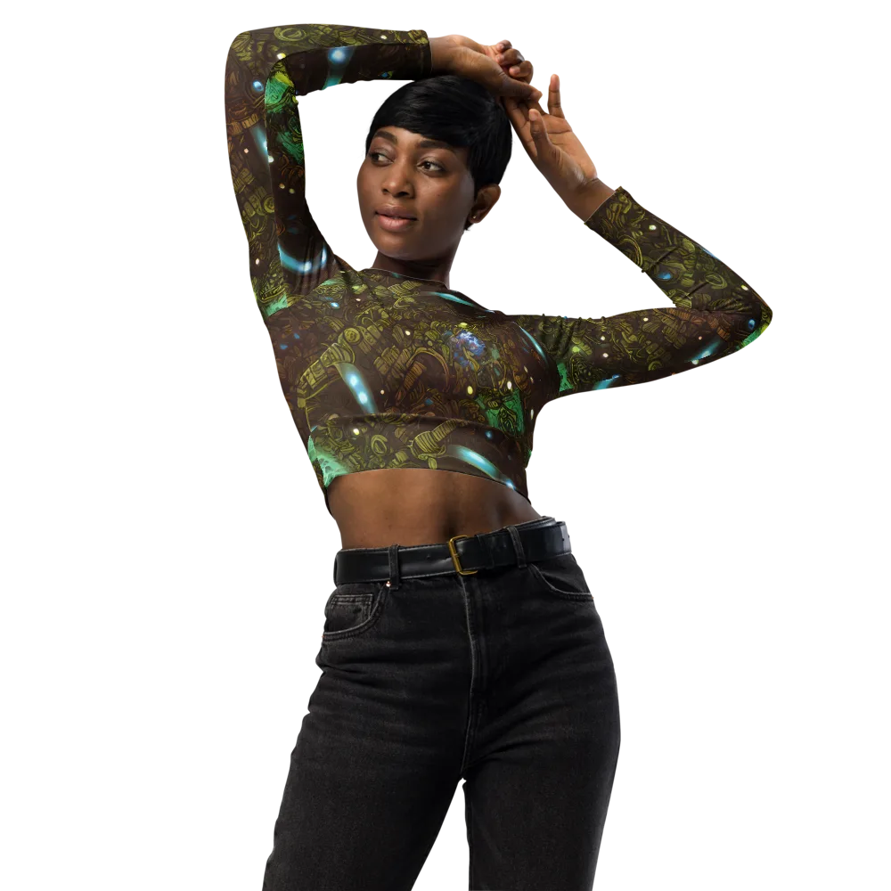 Bioluminescent Engine on Long Sleeve Crop Top — Front