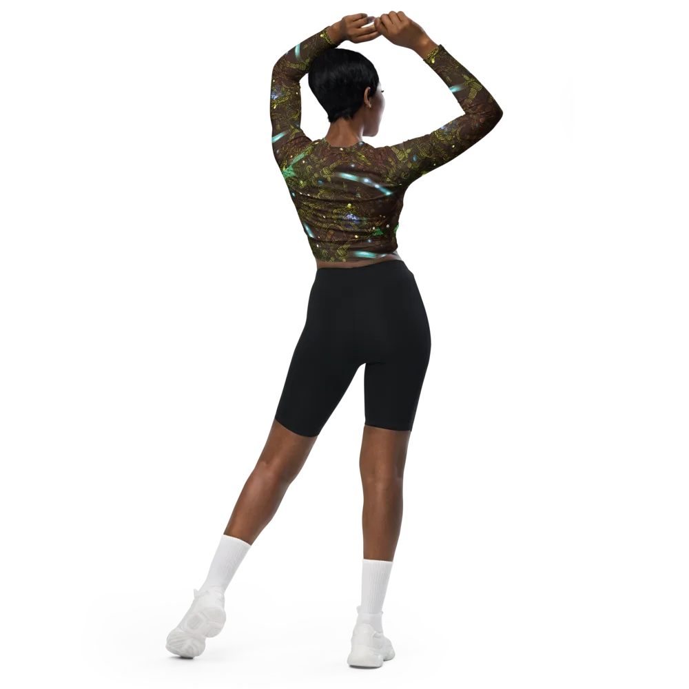 Bioluminescent Engine on Long Sleeve Crop Top — Back