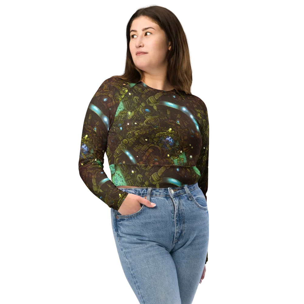 Bioluminescent Engine on Long Sleeve Crop Top — Front