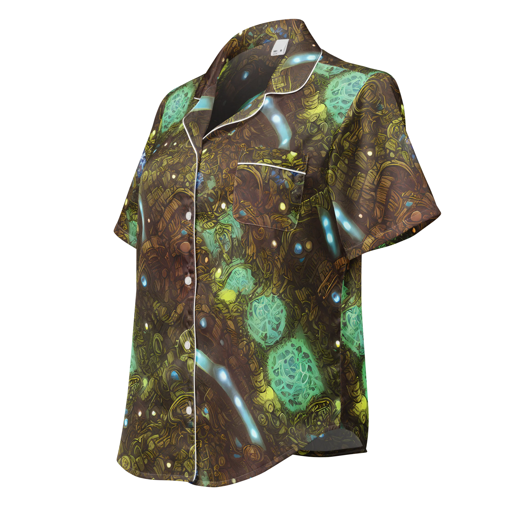 Bioluminescent Engine on Women's Short Sleeve Pajama Top — Left Front