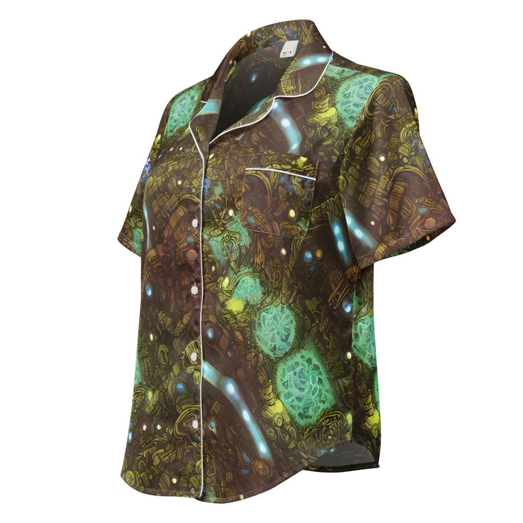 Bioluminescent Engine on Women's Short Sleeve Pajama Top — Left Front