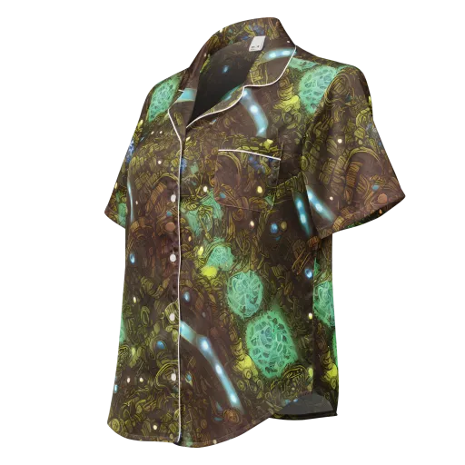 Bioluminescent Engine on a Women's Short Sleeve Pajama Top
