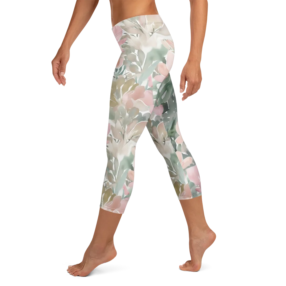Sage Blossom on Capri Leggings — Left