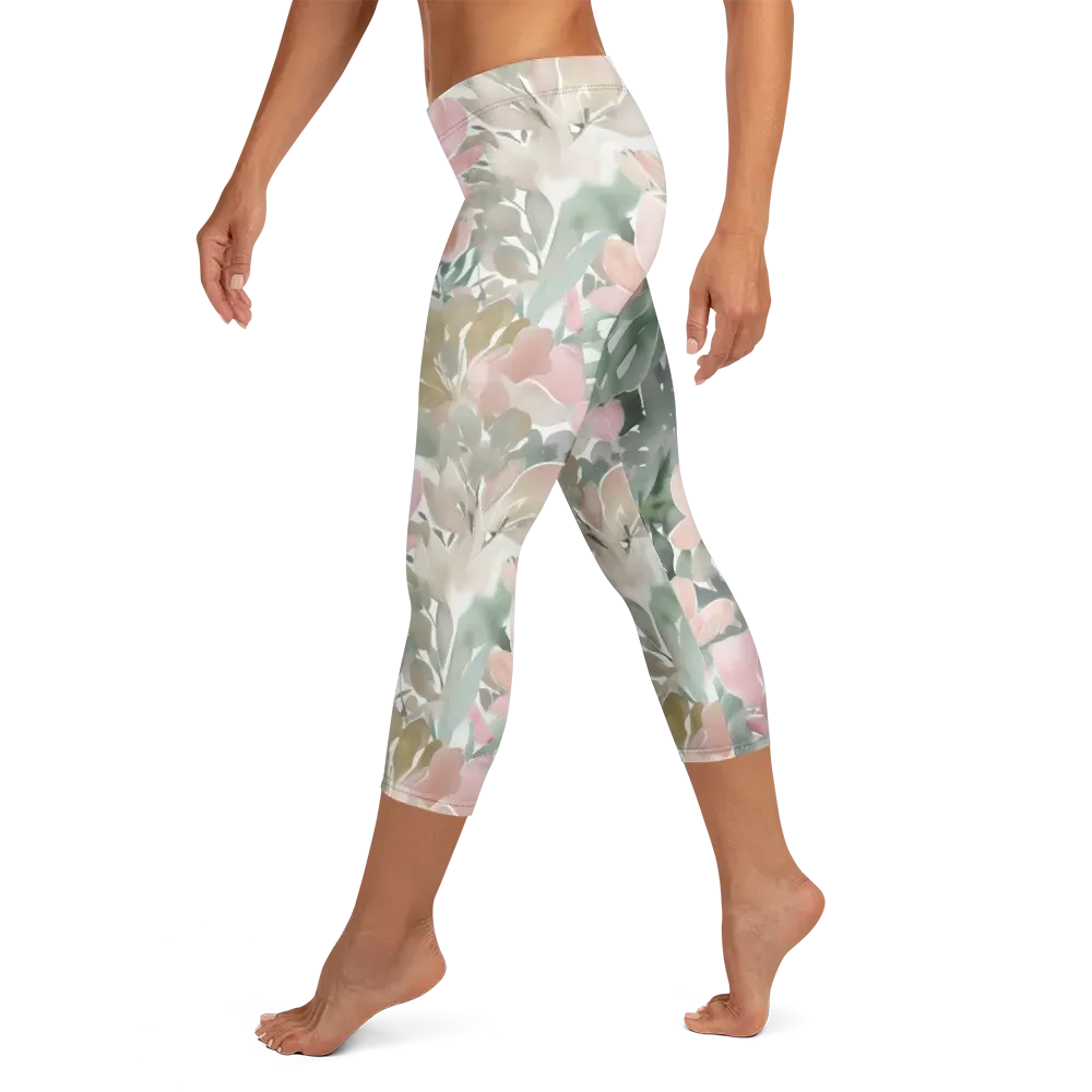 Sage Blossom on Capri Leggings — Left