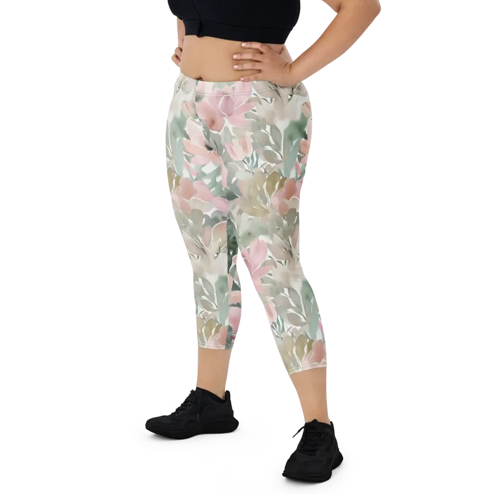 Sage Blossom on Capri Leggings — Front