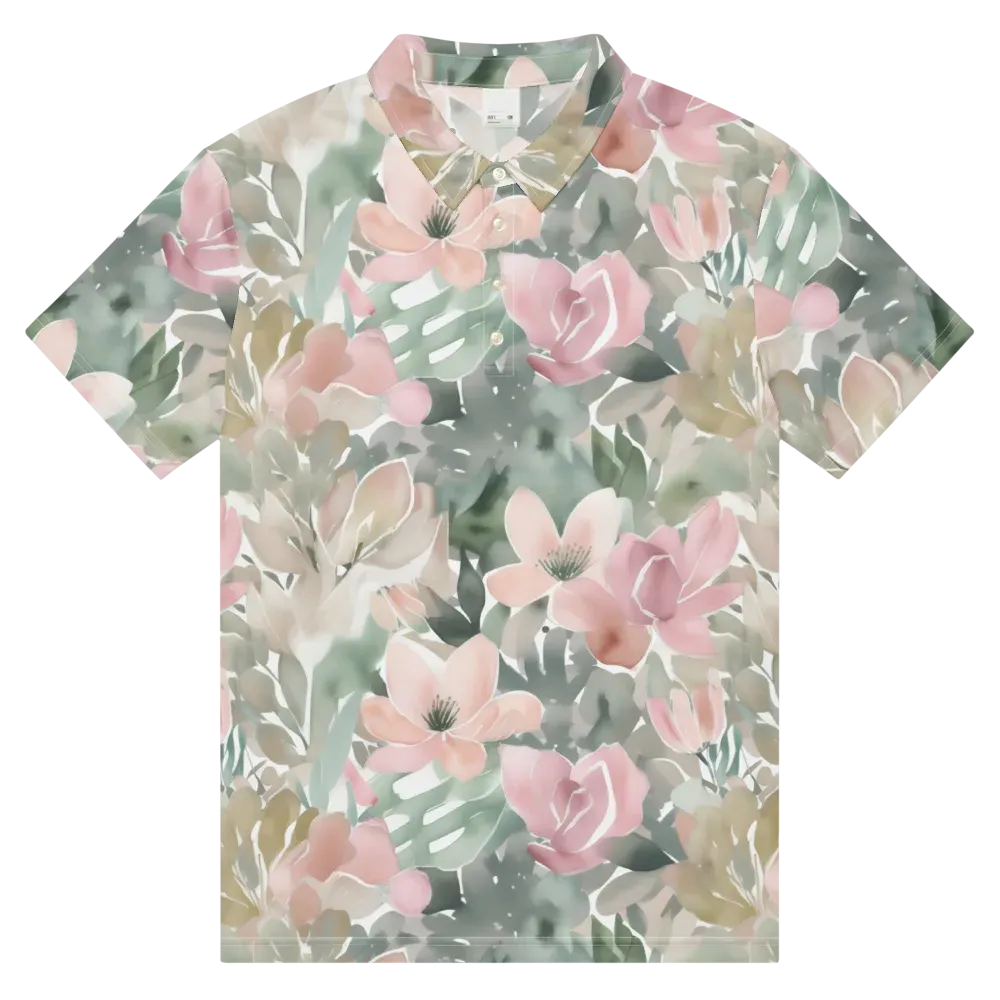 Sage Blossom on Men's Slim Fit Polo Shirt — Front