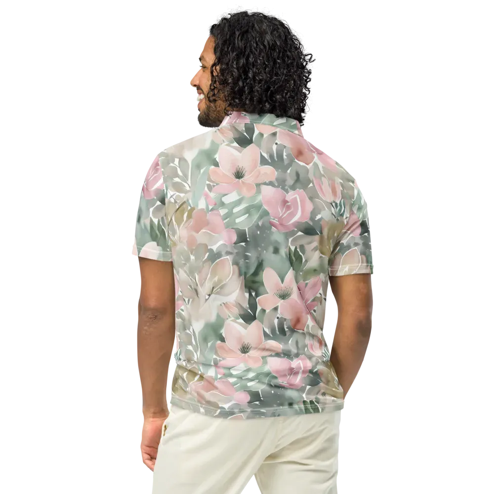 Sage Blossom on Men's Slim Fit Polo Shirt — Back