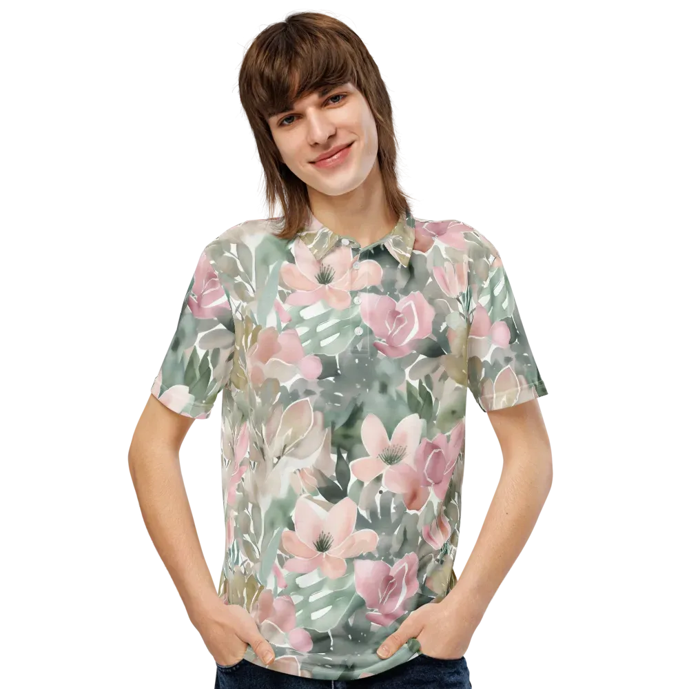 Sage Blossom on Men's Slim Fit Polo Shirt — Front
