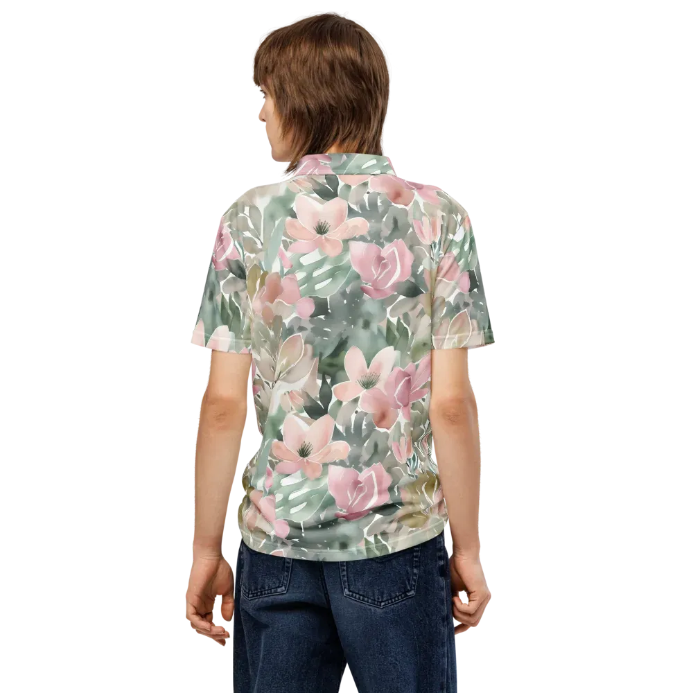 Sage Blossom on Men's Slim Fit Polo Shirt — Back