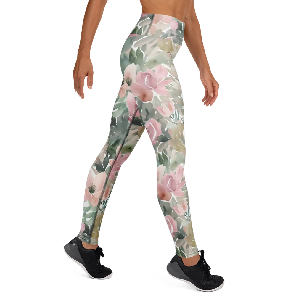 Sage Blossom on Yoga Leggings — Right
