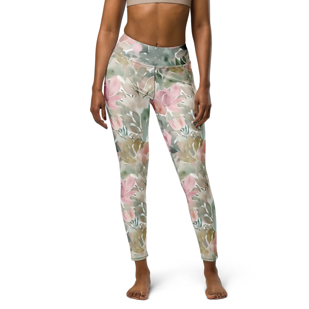 Sage Blossom on Yoga Leggings — Front