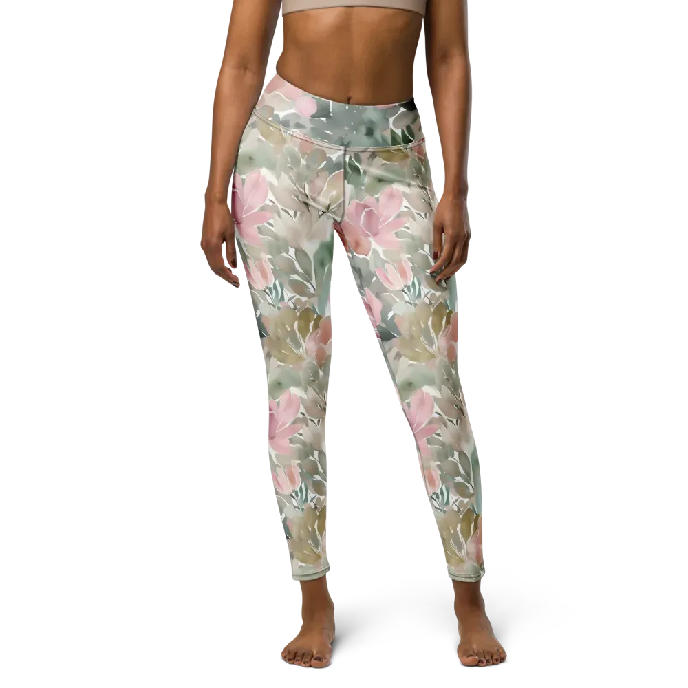 Sage Blossom on Yoga Leggings — Front