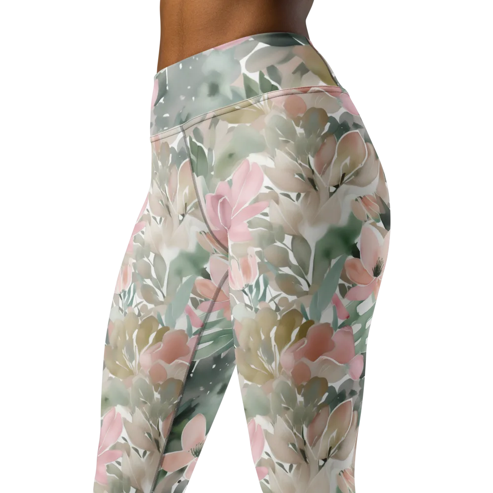 Sage Blossom on Yoga Leggings — Left Front