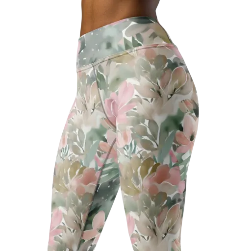 Sage Blossom on a Yoga Leggings