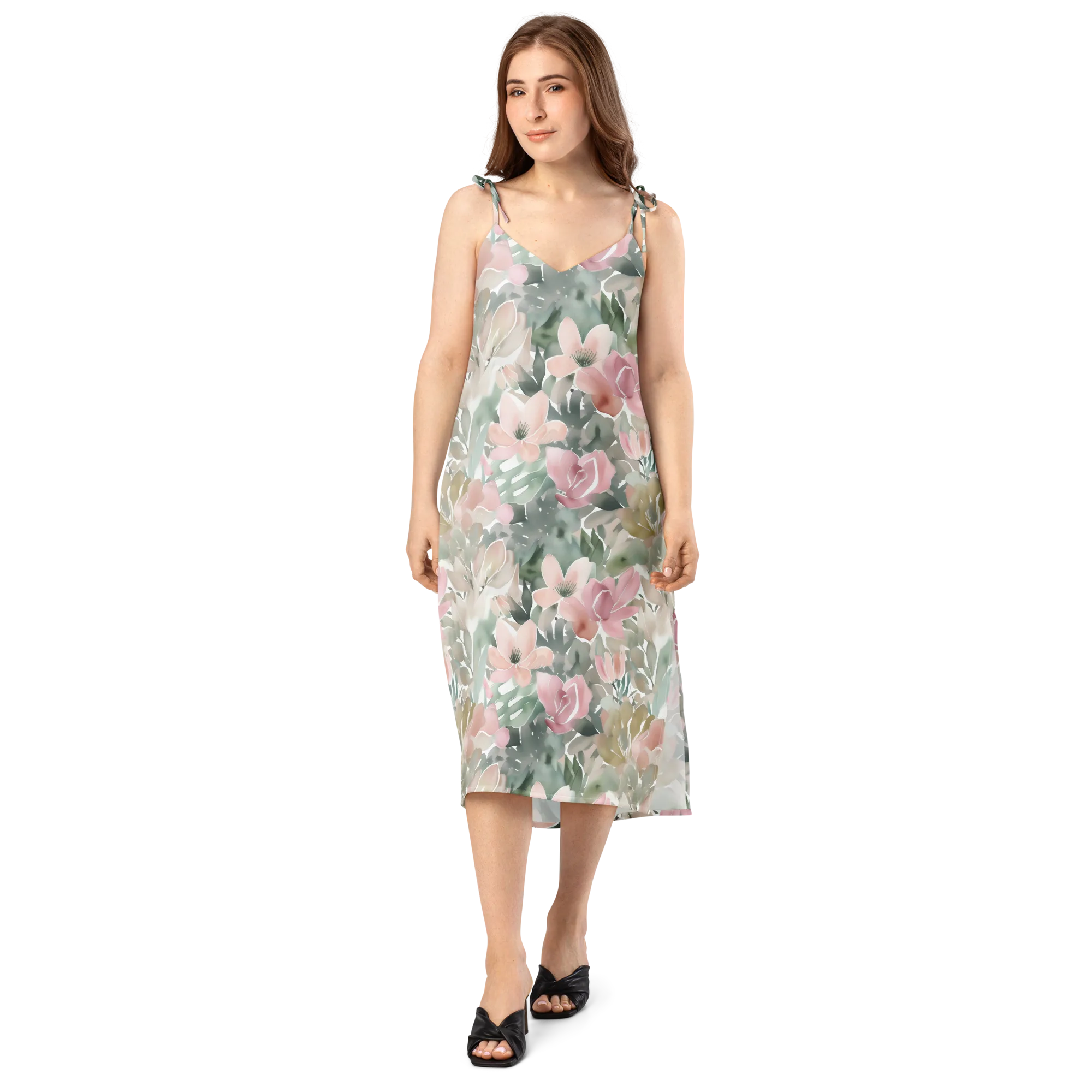 Sage Blossom on Slip Dress — Front