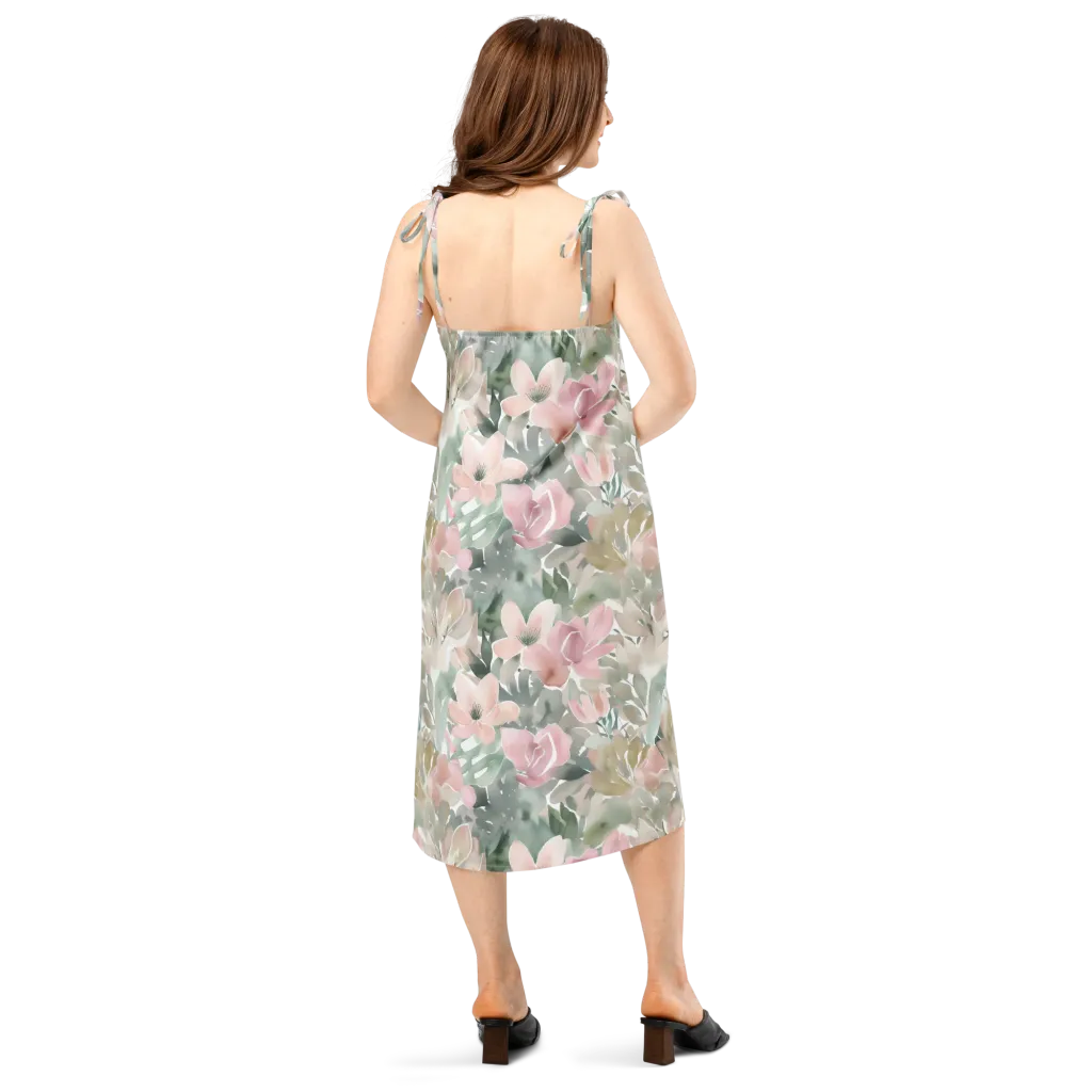 Sage Blossom on Slip Dress — Back
