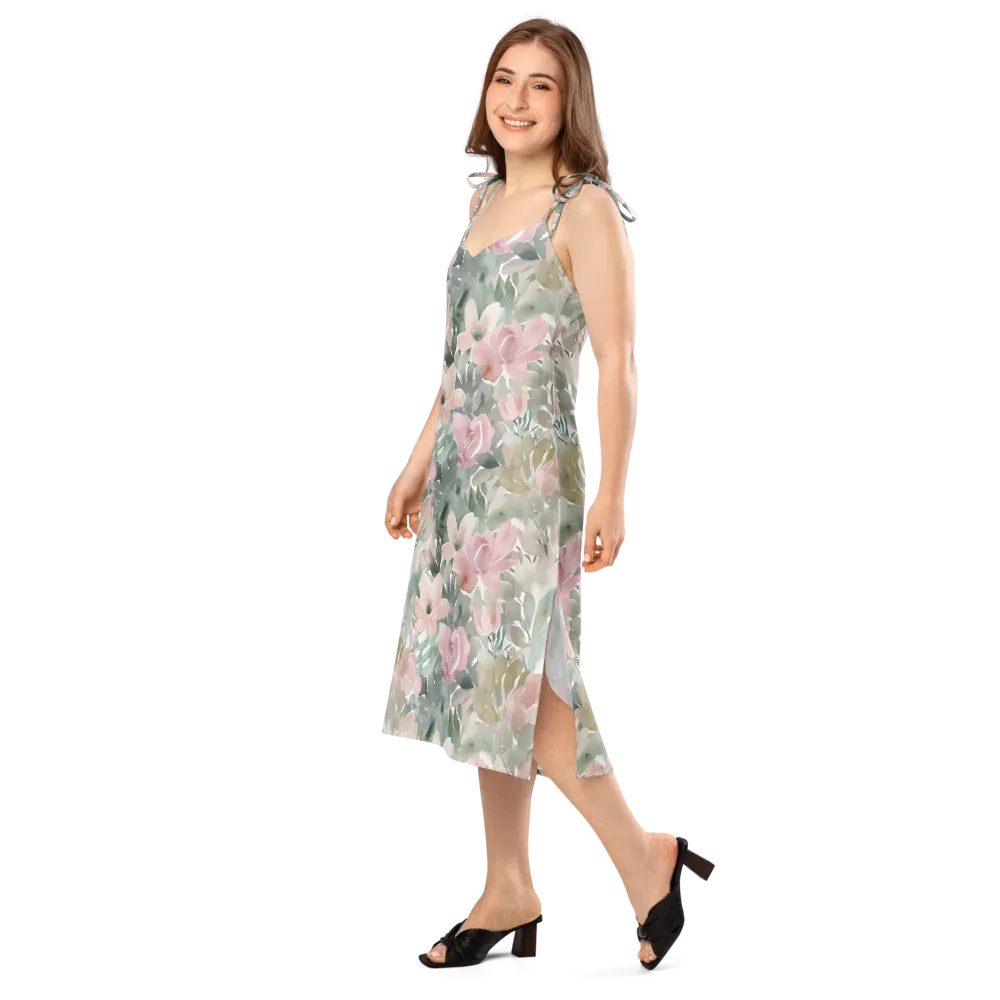 Sage Blossom on Slip Dress — Left Front