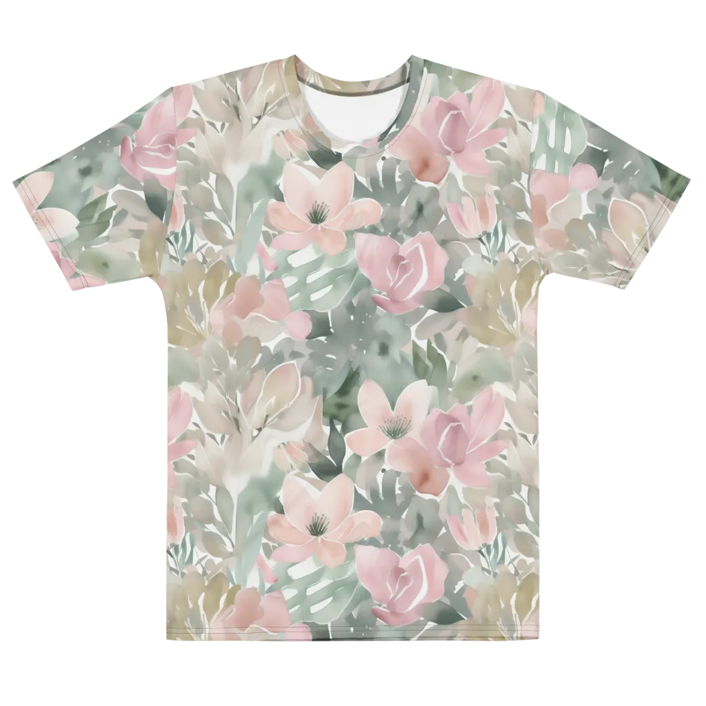 Sage Blossom on Men's Cotton Crew Neck T-Shirt — Front