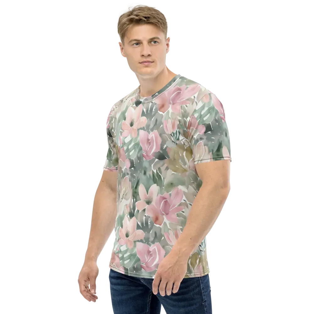 Sage Blossom on Men's Crew Neck T-Shirt — Left