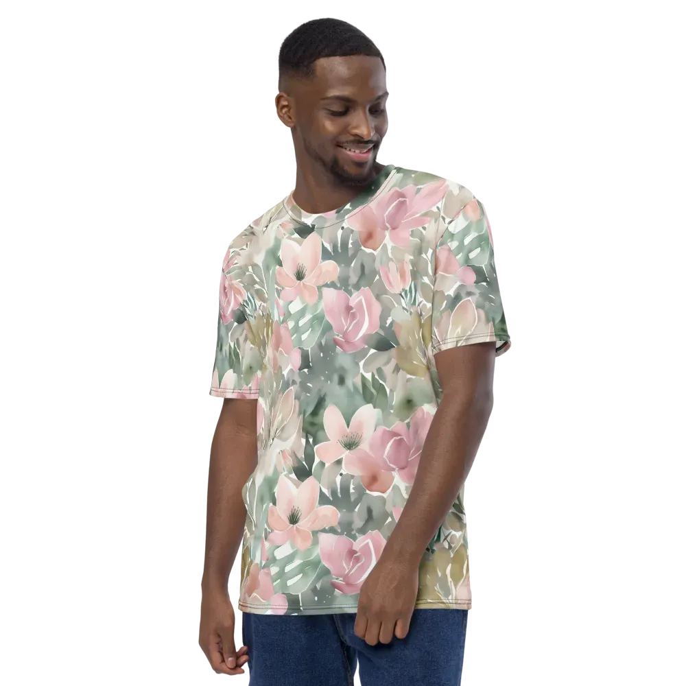 Sage Blossom on Men's Crew Neck T-Shirt — Left