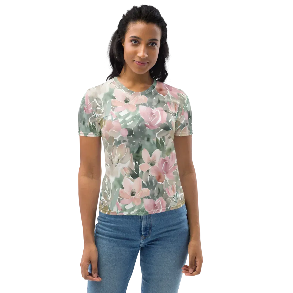 Sage Blossom on Women's Crew Neck T-Shirt — Front