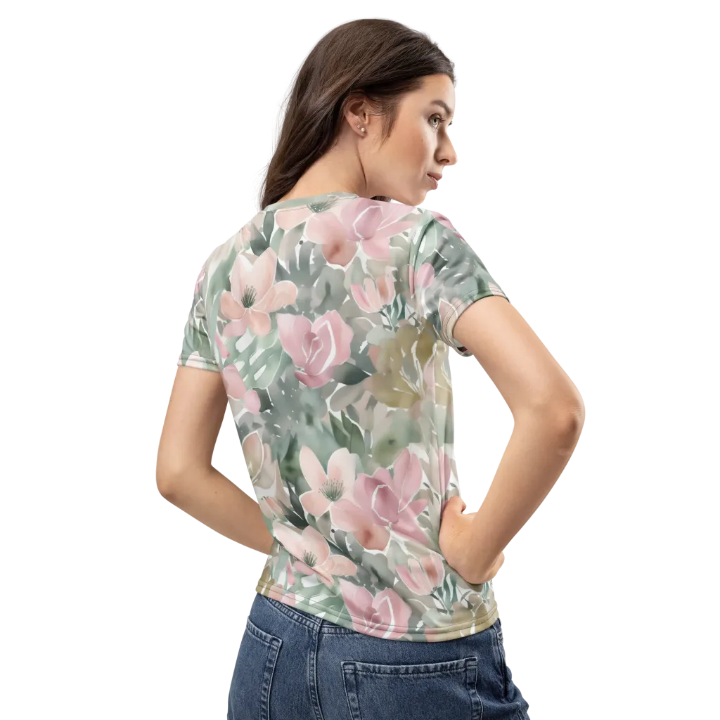 Sage Blossom on Women's Crew Neck T-Shirt — Back