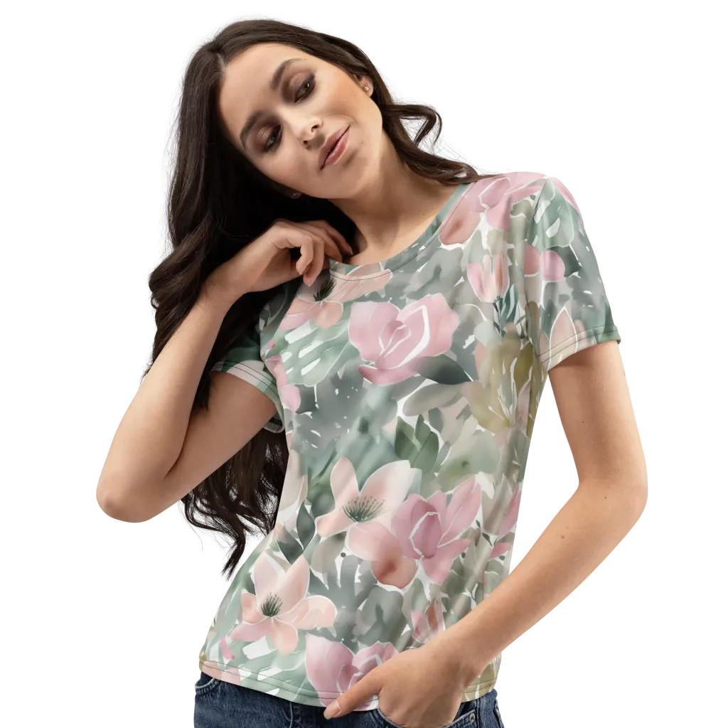 Sage Blossom on Women's Crew Neck T-Shirt — Left Front