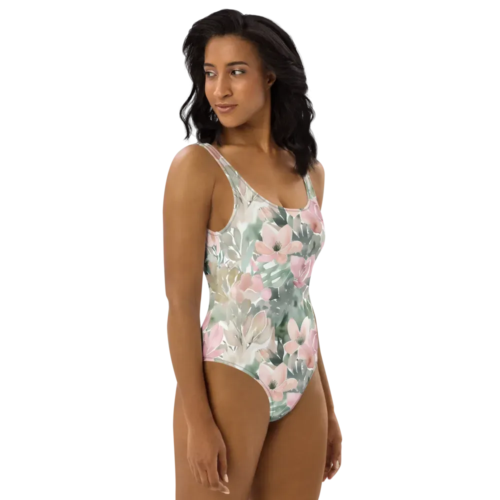 Sage Blossom on One-Piece Swimsuit — Right