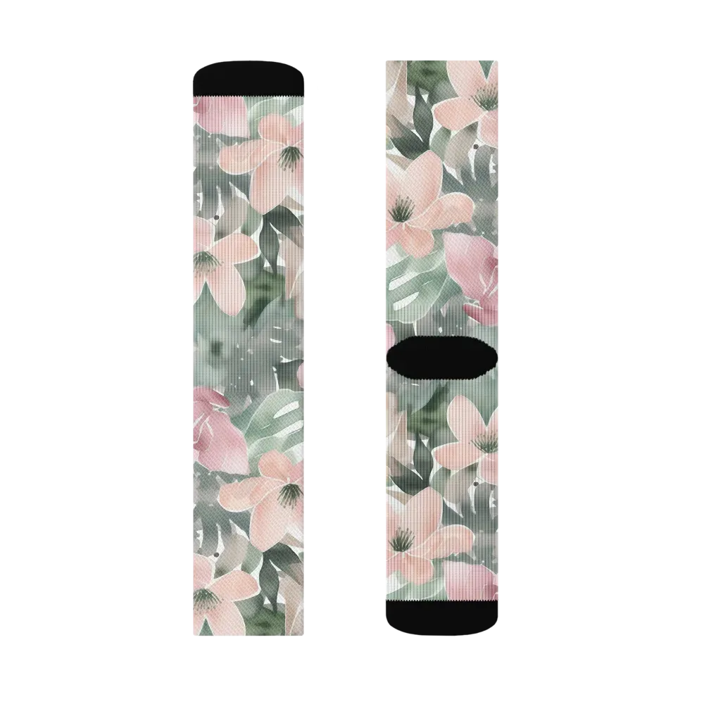 Sage Blossom on Socks — Right Sock