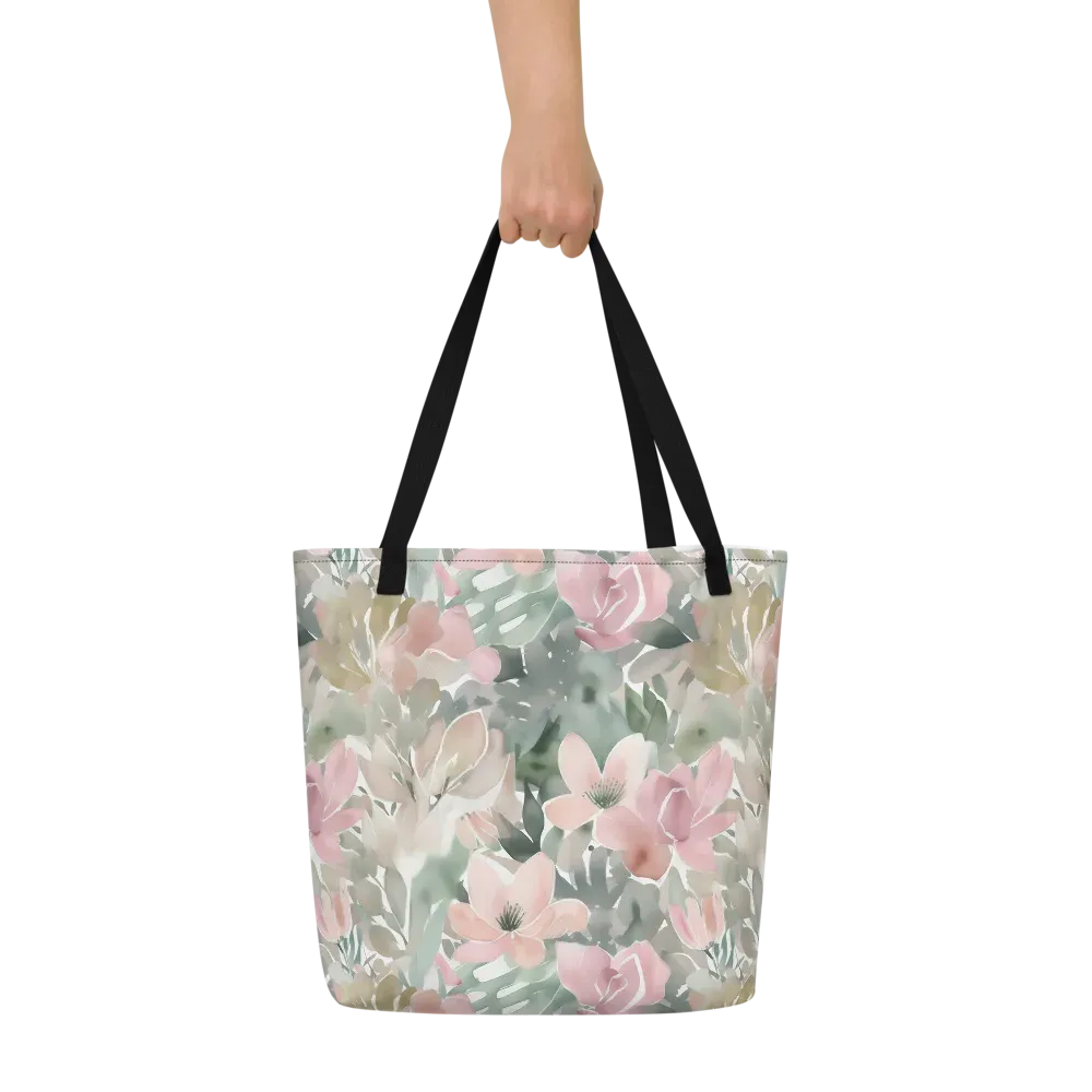 Sage Blossom on Large Tote Bag W/ Pocket — Front