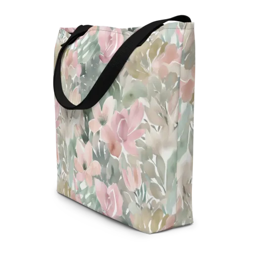 Sage Blossom on a Large Tote Bag W/ Pocket