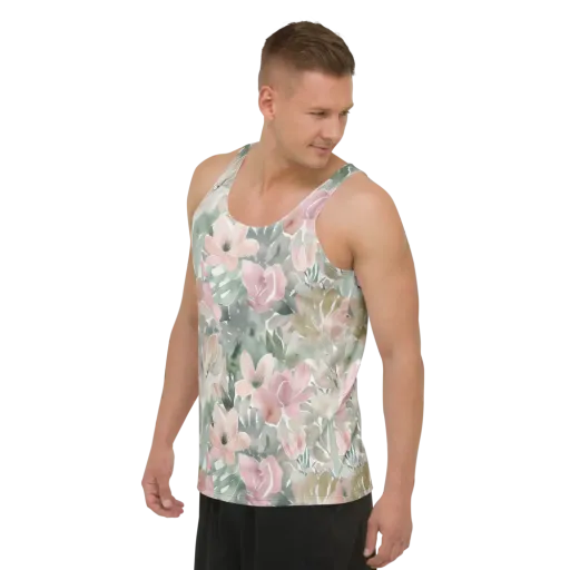 Sage Blossom on a Men's Tank Top