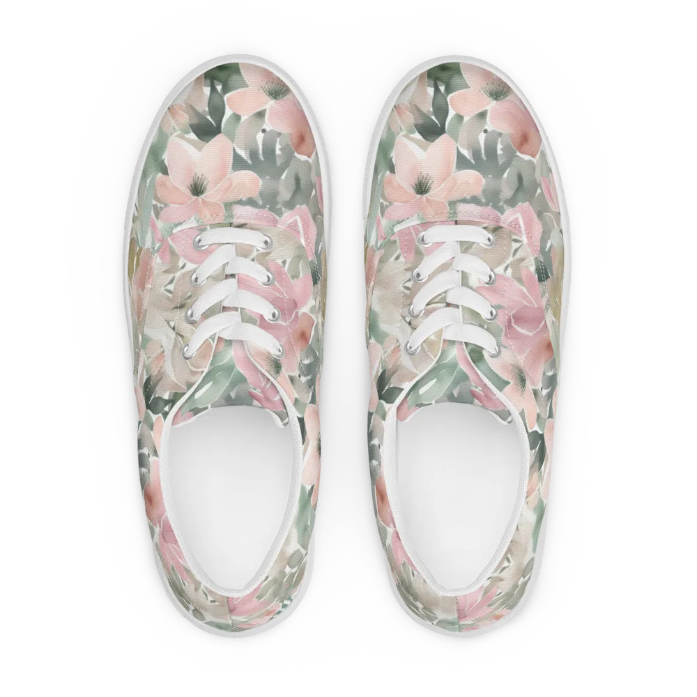 Sage Blossom on Men's Lace-Up Canvas Shoes — Front