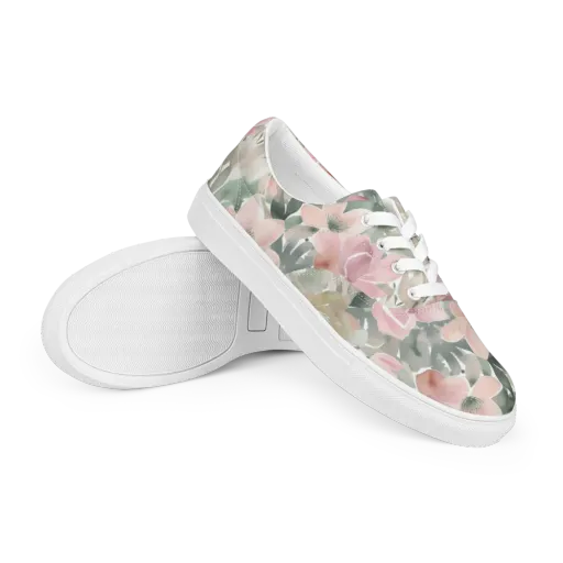 Sage Blossom on a Men's Lace-Up Canvas Shoes