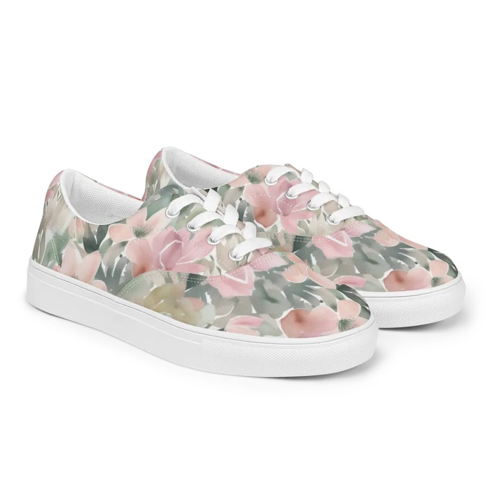 Sage Blossom on Men's Lace-Up Canvas Shoes — Right Front