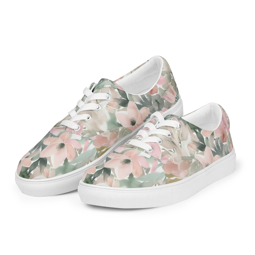 Sage Blossom on Men's Lace-Up Canvas Shoes — Left Front