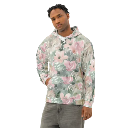 Sage Blossom on a Cotton Hoodie