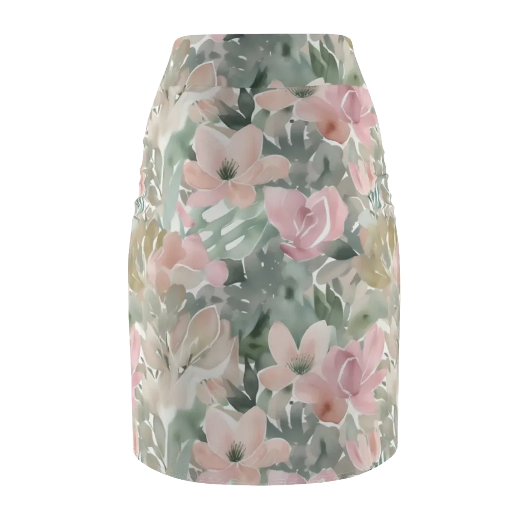Sage Blossom on Pencil Skirt — Back