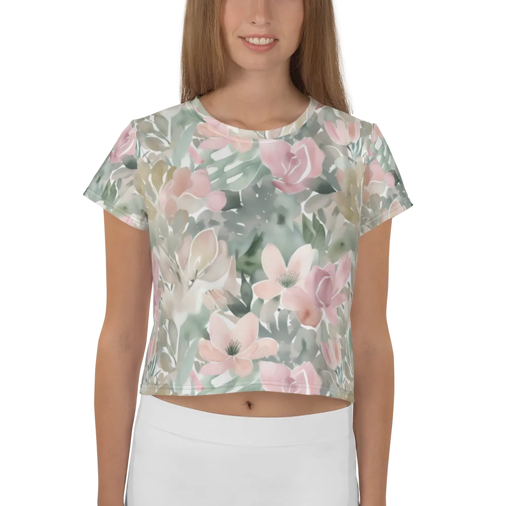 Sage Blossom on Crop Tee — Front