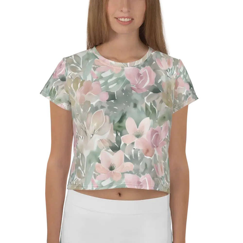 Sage Blossom on Crop Tee — Front