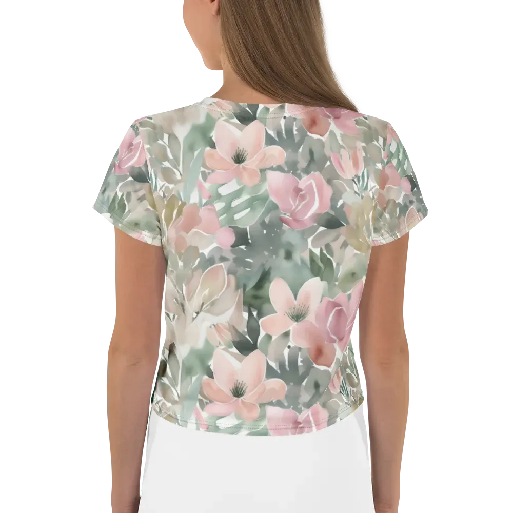 Sage Blossom on Crop Tee — Back
