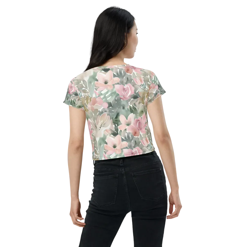 Sage Blossom on Crop Tee — Back