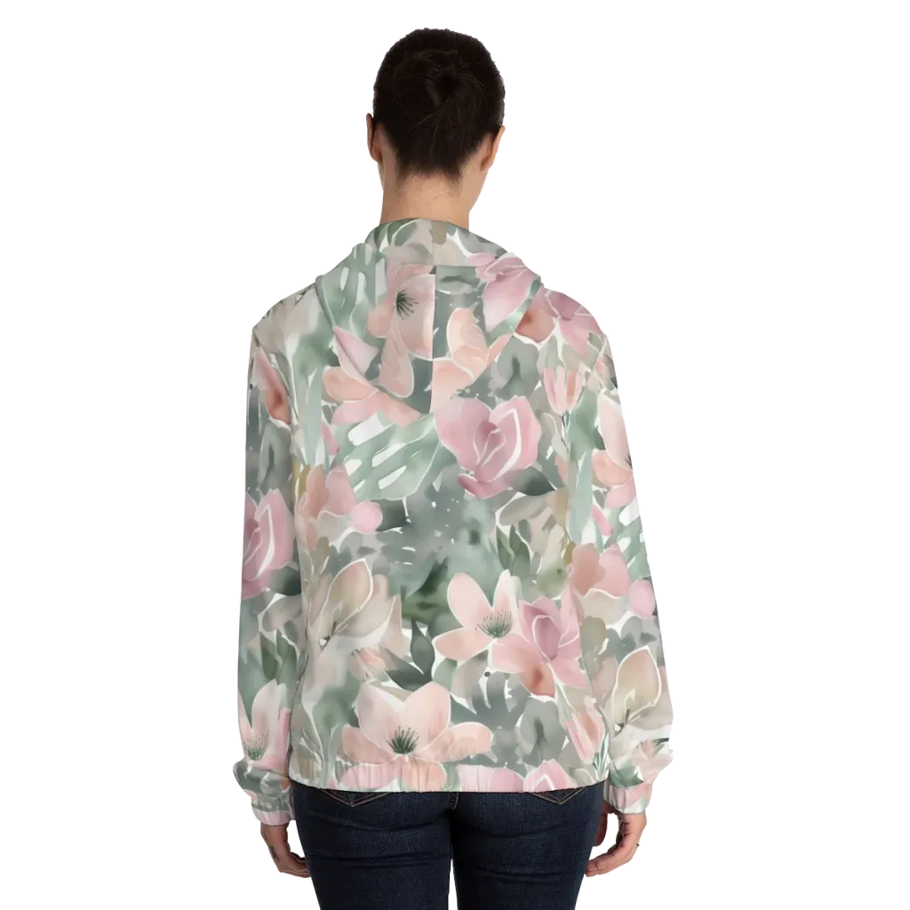 Sage Blossom on Women's Full-Zip Hoodie — Back On Person